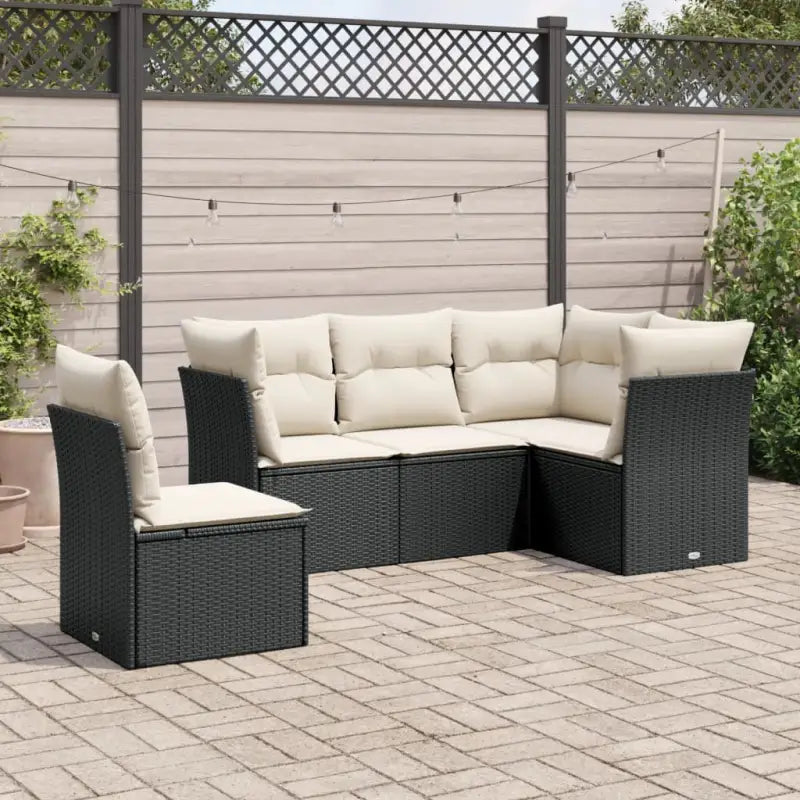 Zwart materiaal loungeset met waterdichte tas en gepoedercoat staal - Zwart en crème / Zonder tafel - Tuinsets