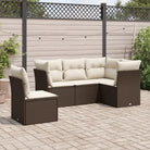 Zwart materiaal loungeset met waterdichte tas en gepoedercoat staal - Bruin en crème / Zonder tafel - Tuinsets