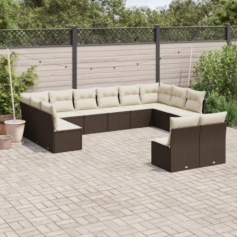 Zwart materiaal loungeset met waterdichte tas en gepoedercoat staal - Bruin en crème / Zonder tafel - Tuinsets