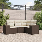 Zwart materiaal Loungeset met waterdichte tas en gepoedercoat staal - Bruin en crème / Zonder tafel - Tuinsets