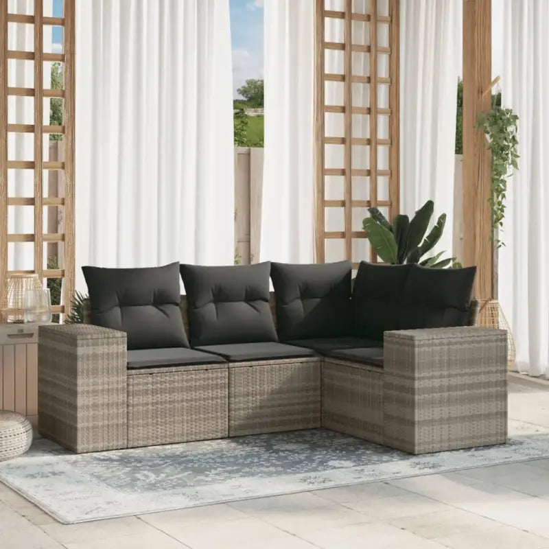 Zwart materiaal Loungeset met waterdichte tas en gepoedercoat staal - Lichtgrijs / Zonder tafel - Tuinsets