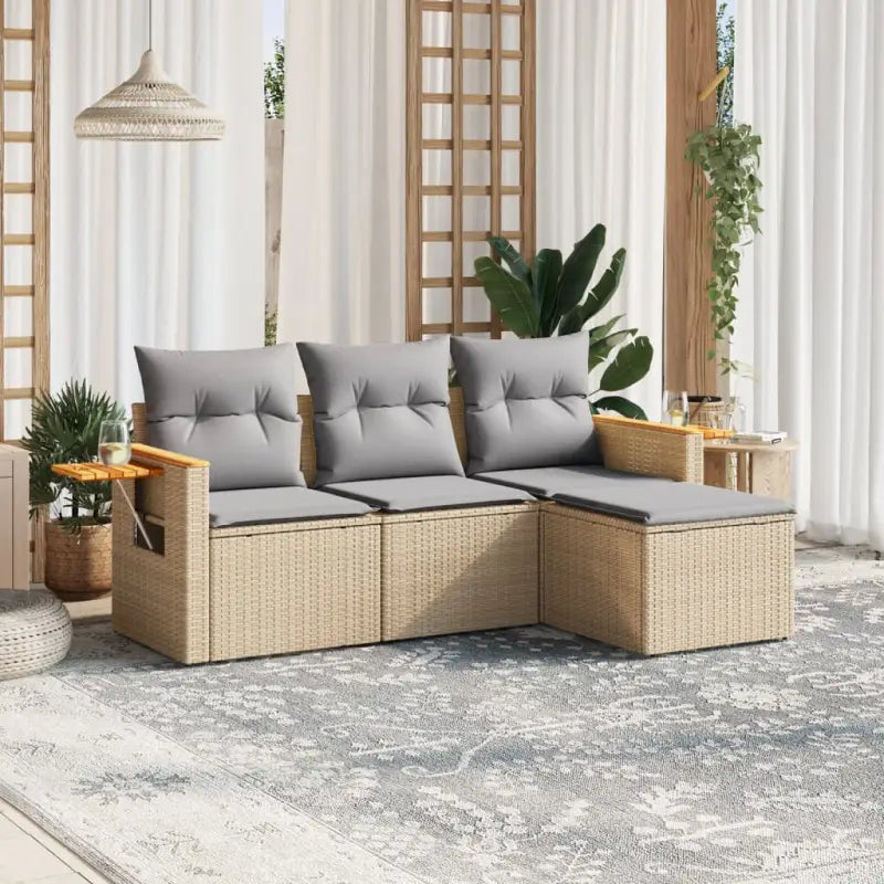 Zwart materiaal loungeset met waterdichte tas en gepoedercoat staal - Beige en grijs / Zonder tafel - Tuinsets