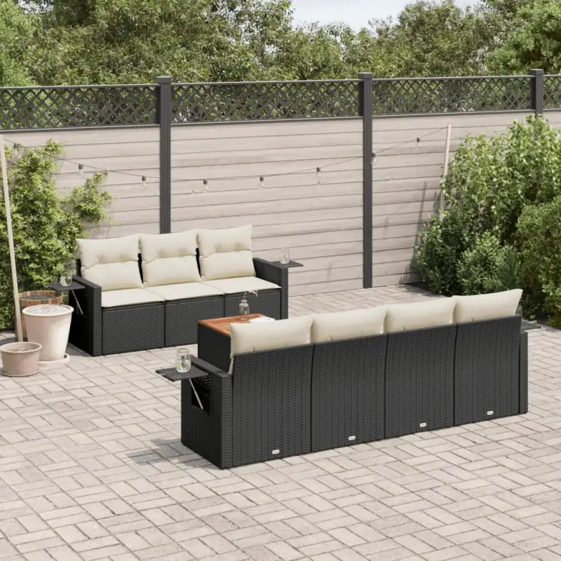 Zwart materiaal loungeset met waterdichte tas en gepoedercoat staal - Zwart en crème - Tuinsets