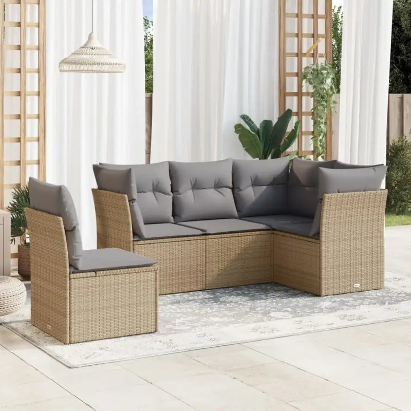Zwart materiaal loungeset met waterdichte tas en gepoedercoat staal - Beige en grijs / Zonder tafel - Tuinsets