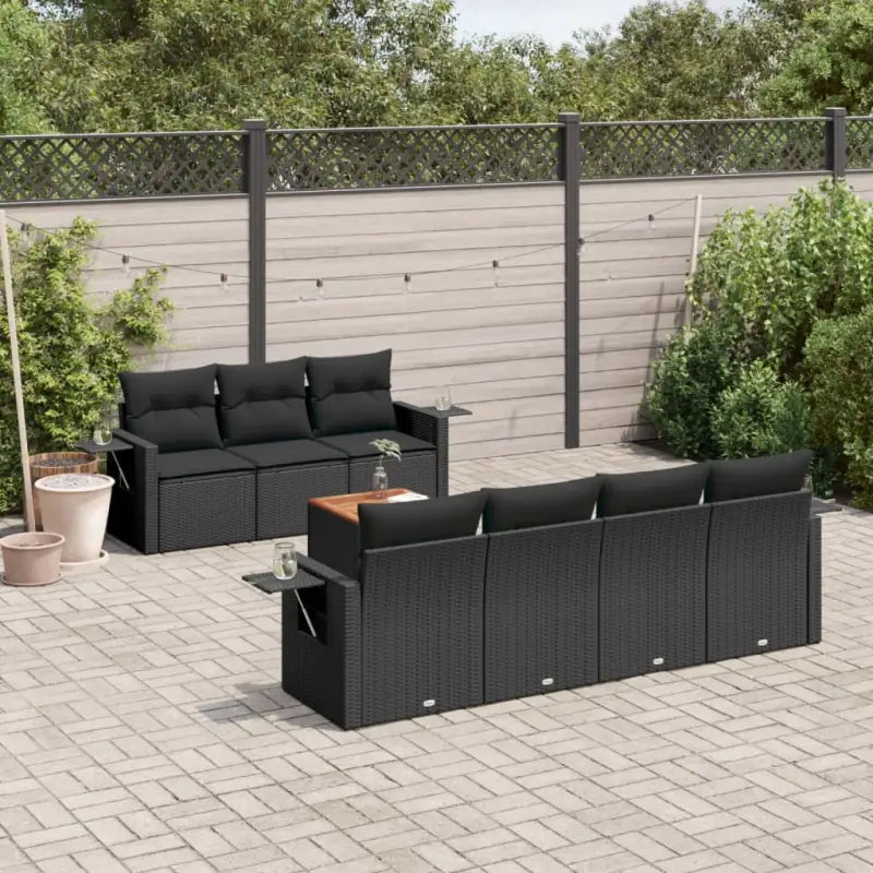 Zwart materiaal loungeset met waterdichte tas en gepoedercoat staal - Zwart - Tuinsets
