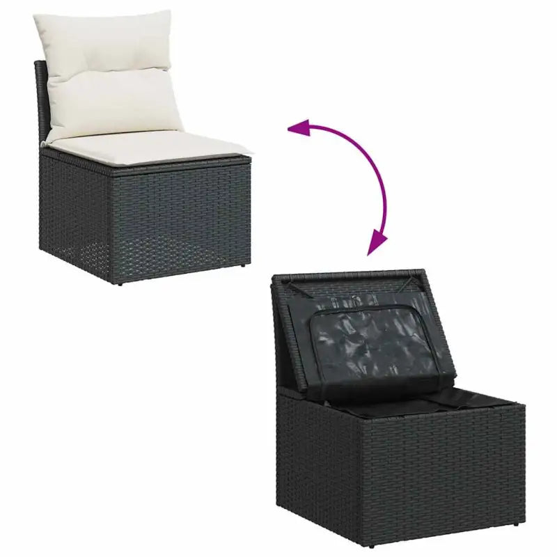 Zwart materiaal loungeset met waterdichte tas en gepoedercoat staal - Tuinsets