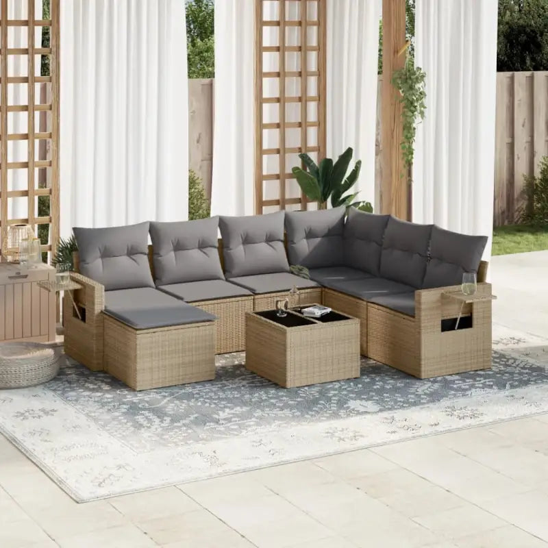 Zwart materiaal loungeset met waterdichte tas en gepoedercoat staal - beige en lichtgrijs / Met tafel - Tuinsets