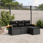Zwart materiaal loungeset met waterdichte tas en gepoedercoat staal - Tuinsets