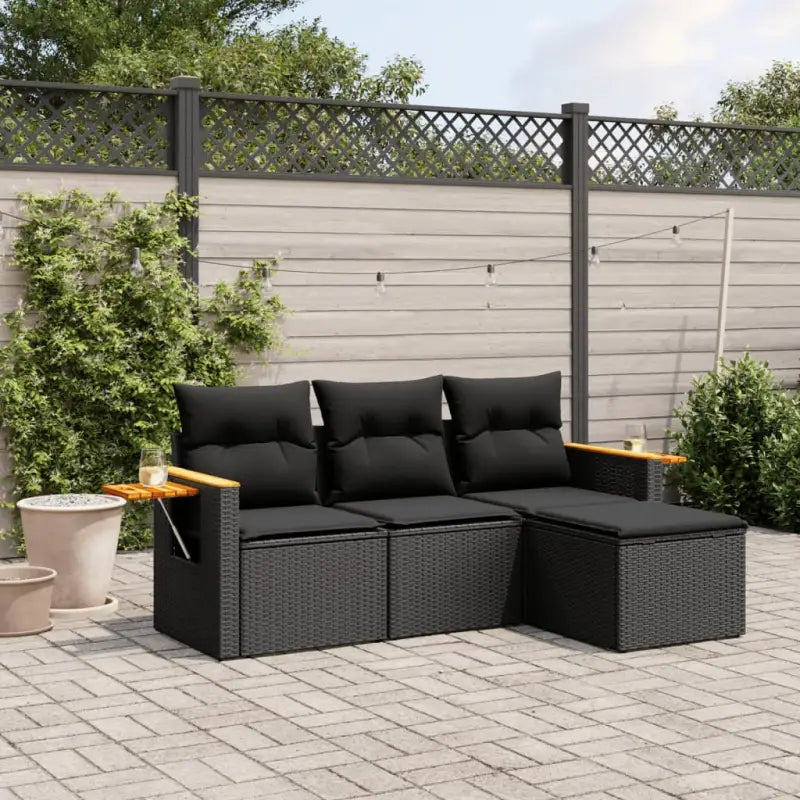 Zwart materiaal loungeset met waterdichte tas en gepoedercoat staal - Tuinsets