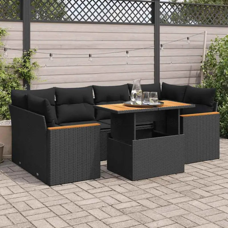 Zwart materiaal loungeset met waterdichte tas en gepoedercoat staal - Zwart / met opbergruimte - Tuinsets