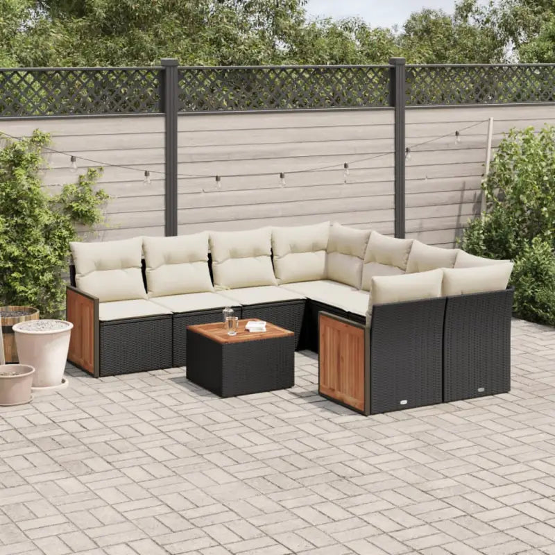 Zwart materiaal loungeset met waterdichte tas voor buitenplezier - Zwart en crème - Tuinsets