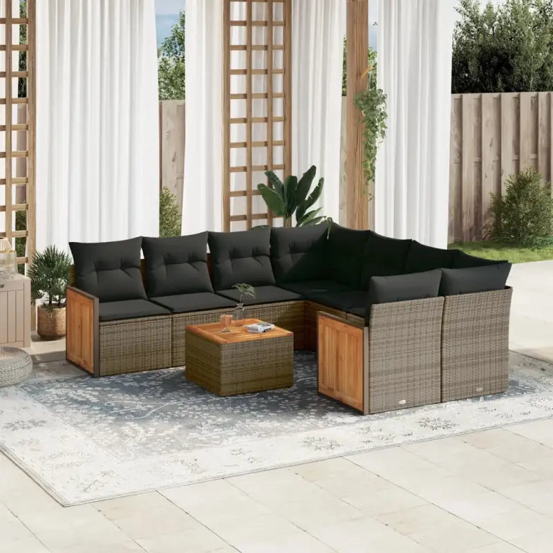 Zwart materiaal loungeset met waterdichte tas voor buitenplezier - Grijs - Tuinsets