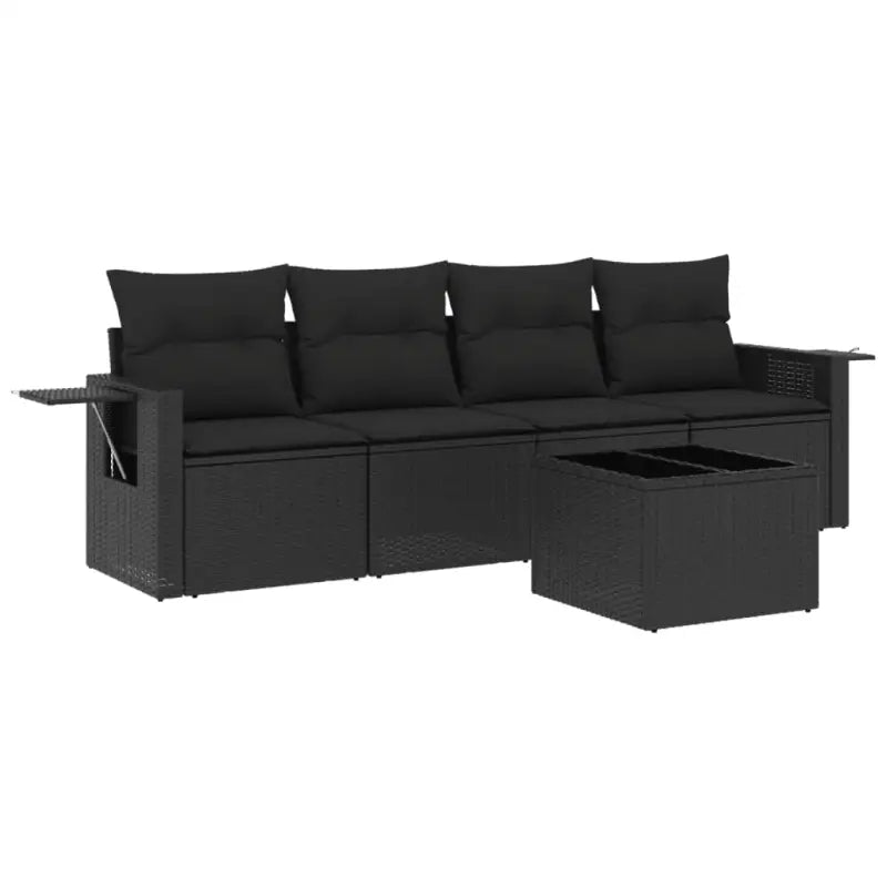 Zwart materiaal loungeset met waterdichte zak en gepoedercoat staal - Zwart / Met tafel - Tuinsets