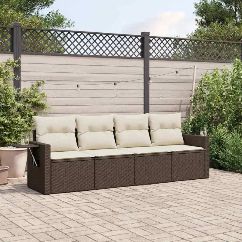 Zwart materiaal loungeset met waterdichte zak en gepoedercoat staal - Bruin / Zonder tafel - Tuinsets