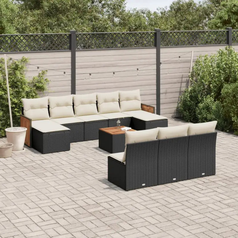 Zwart materiaal loungeset met waterdichte zak en gepoedercoat staal - Zwart en crème / Met tafel - Tuinsets