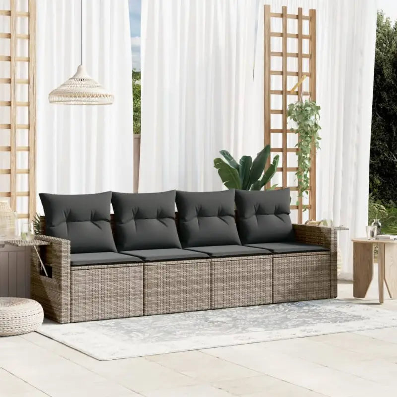 Zwart materiaal loungeset met waterdichte zak en gepoedercoat staal - Grijs / Zonder tafel - Tuinsets