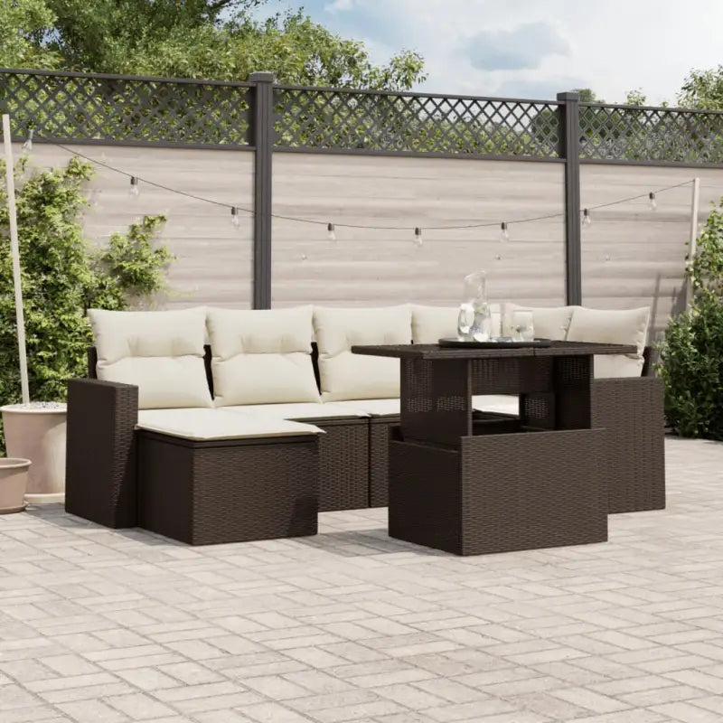 Zwart materiaal loungeset van gepoedercoat staal met afmetingen - Bruin en crème / zonder opbergruimte - Tuinsets