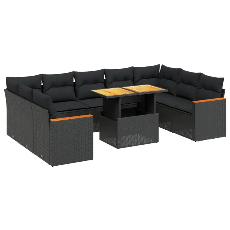 Zwart materiaal loungeset van gepoedercoat staal met comfortabele afmetingen - Tuinsets