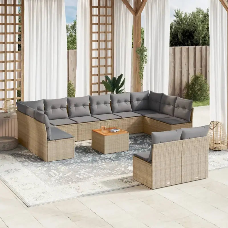 Zwart materiaal loungeset van gepoedercoat staal met comfortabele afmetingen - Beige en grijs - Tuinsets