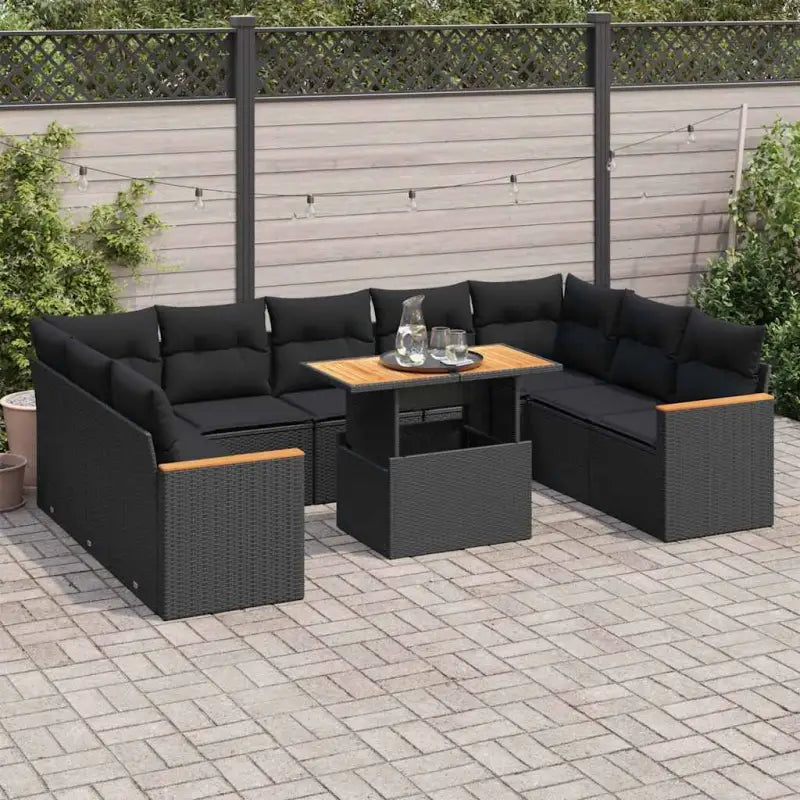 Zwart materiaal loungeset van gepoedercoat staal met comfortabele afmetingen - Zwart / met opbergruimte - Tuinsets