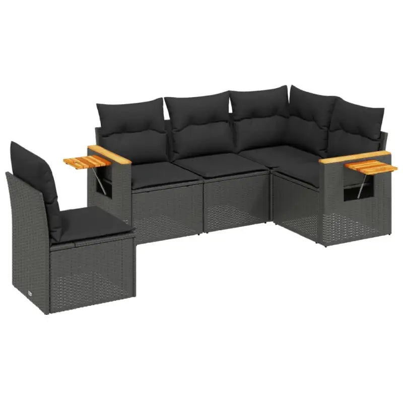 Zwart materiaal loungeset van gepoedercoat staal met comfortabele afmetingen - Tuinsets