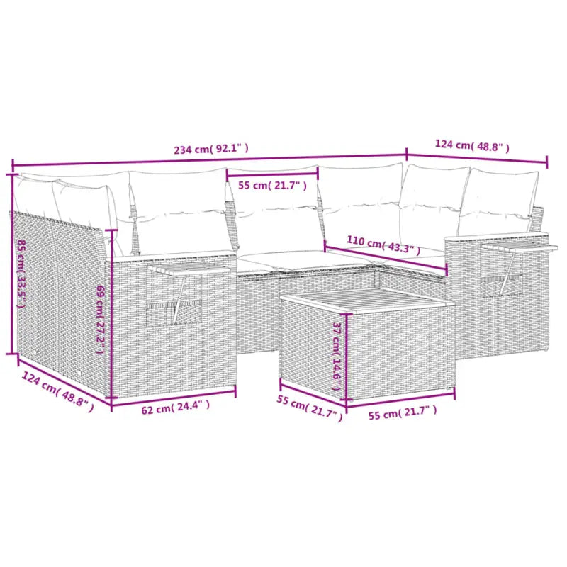Zwart materiaal loungeset van gepoedercoat staal met comfortabele afmetingen - Tuinsets