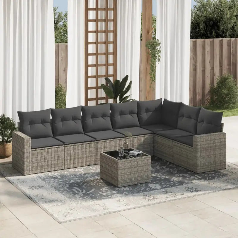 Zwart materiaal loungeset van gepoedercoat staal met ideale afmetingen - Grijs / Met tafel - Tuinsets
