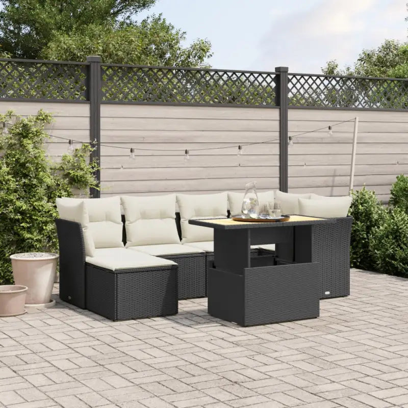 Zwart materiaal loungeset van gepoedercoat staal met perfecte afmetingen - Zwart en crème / zonder opbergruimte