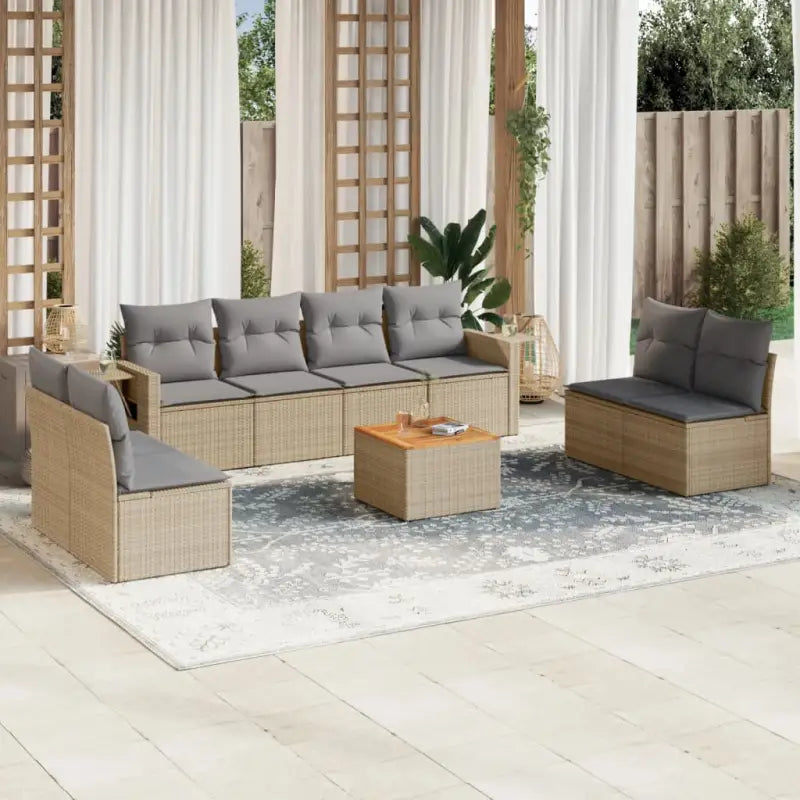 Zwart materiaal loungeset van gepoedercoat staal met perfecte afmetingen - Beige en grijs - Tuinsets