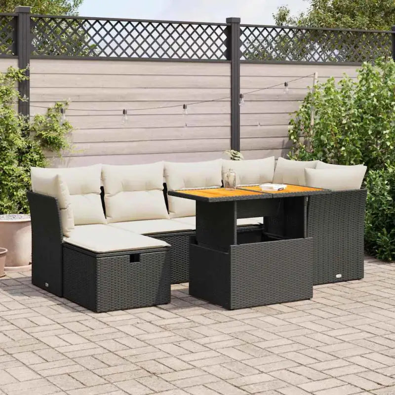 Zwart materiaal loungeset van gepoedercoat staal met perfecte afmetingen - Zwart en crème / met opbergruimte - Tuinsets