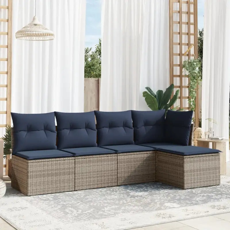 Zwart materiaal loungeset van gepoedercoat staal met stevige afmetingen - Beige en grijs / Zonder tafel - Tuinsets