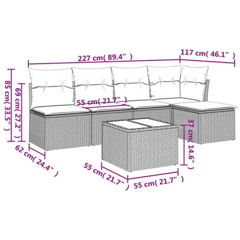 Zwart materiaal loungeset van gepoedercoat staal met stevige afmetingen - Tuinsets