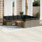 Zwart materiaal loungeset van gepoedercoat staal met uitgebreide afmetingen - Grijs / Met tafel - Tuinsets