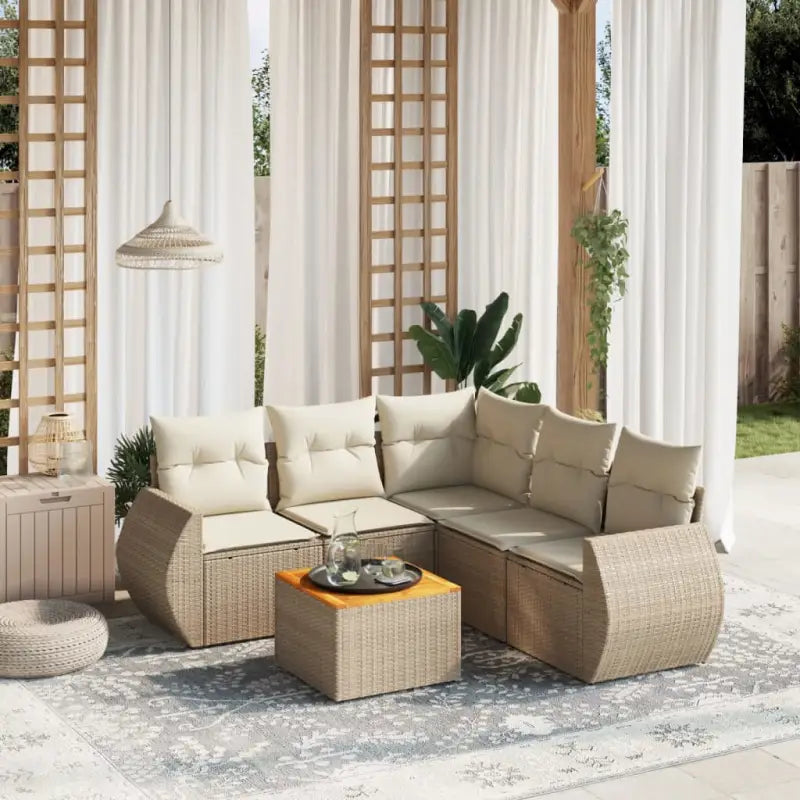 Zwart materiaal loungeset van gepoedercoat staal voor buiten comfort - Beige / hoek + Tafel + 2x midden - Tuinsets