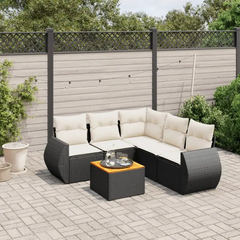 Zwart materiaal loungeset van gepoedercoat staal voor buiten comfort - Zwart en crème / hoek + Tafel + 2x midden