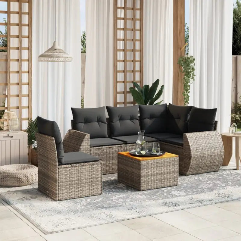 Zwart materiaal loungeset van gepoedercoat staal voor buiten comfort - Grijs / 2x middle + table + 1x corner - Tuinsets