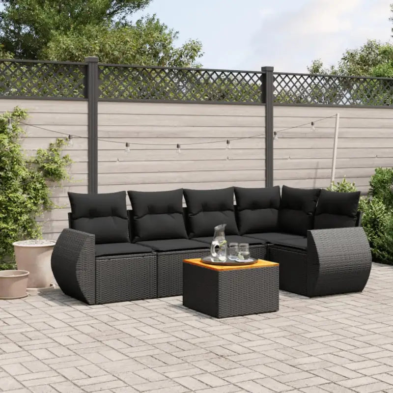 Zwart materiaal loungeset van gepoedercoat staal voor buiten comfort - Zwart / Tafel + hoek + 2x midden - Tuinsets