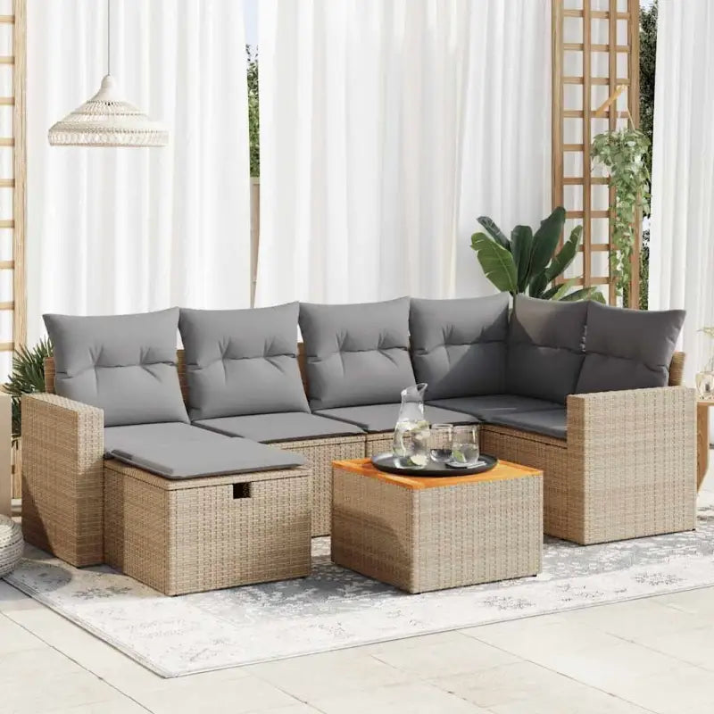 Zwart materiaal loungeset van gepoedercoat staal voor buiten gemak - Beige en grijs / met opbergruimte - Tuinsets