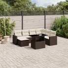 Zwart materiaal loungeset van gepoedercoat staal voor buitenplezier - Bruin en crème / Met tafel - Tuinsets