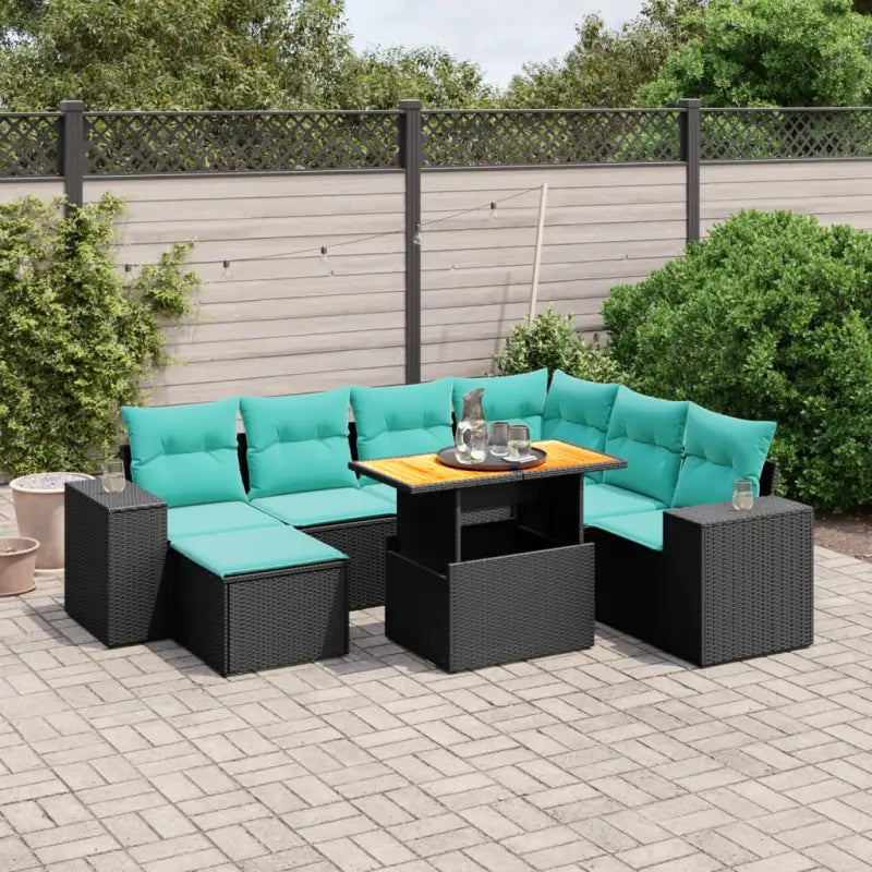 Zwart materiaal loungeset van gepoedercoat staal voor buitenplezier - Zwart / 3x midden + Tafel + hoek - Tuinsets