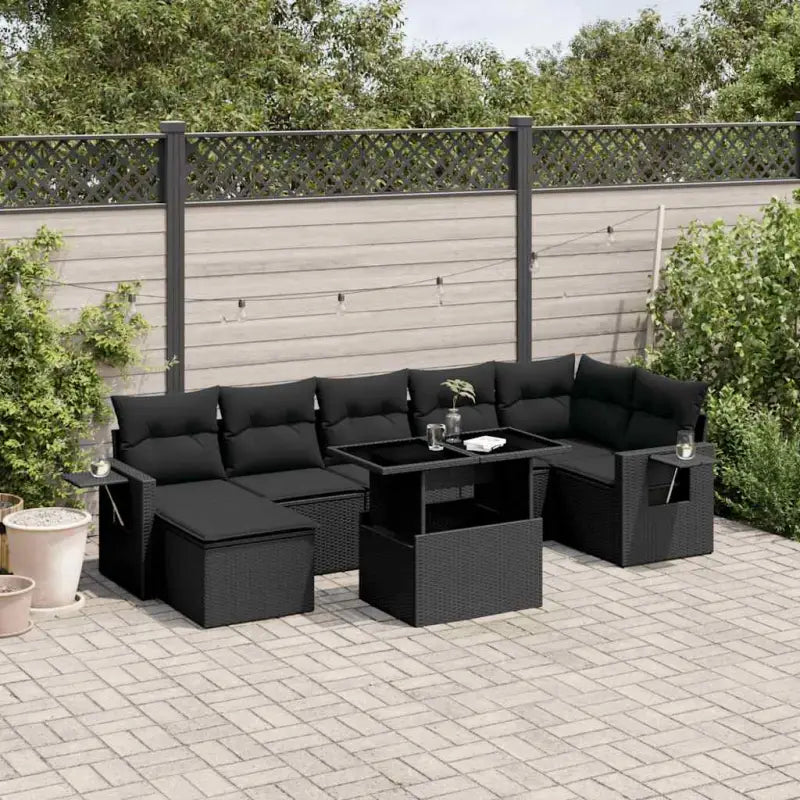 Zwart materiaal loungeset van gepoedercoat staal voor buitenruimte - Zwart / zonder opbergruimte - Tuinsets