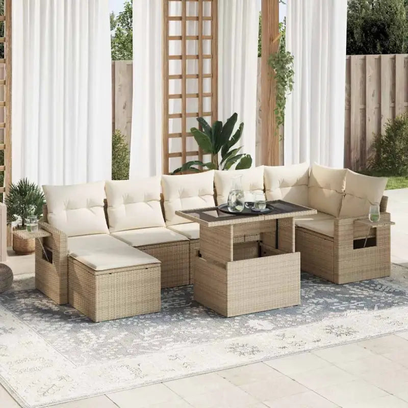 Zwart materiaal loungeset van gepoedercoat staal voor buitenruimte - beige en crèmekleurig / met opbergruimte - Tuinsets