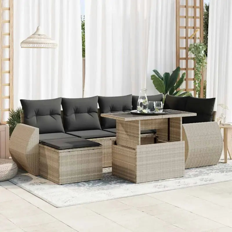 Zwart materiaal loungeset van gepoedercoat staal voor je tuin of terras - Lichtgrijs / met opbergruimte - Tuinsets