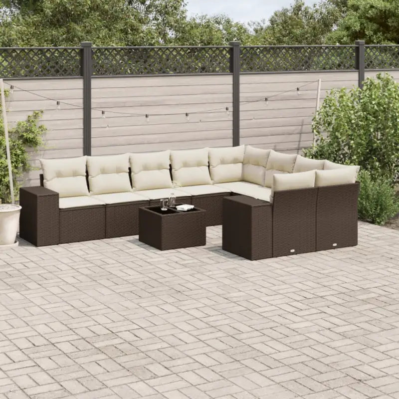 Zwart materiaal loungeset van gepoedercoat staal voor je tuin of terras - Bruin en crème / Zonder tafel - Tuinsets