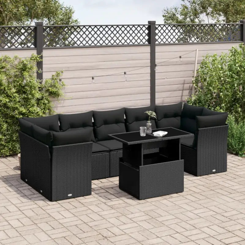 Zwart materiaal loungeset van gepoedercoat staal voor je tuin of terras - Zwart / zonder opbergruimte - Tuinsets