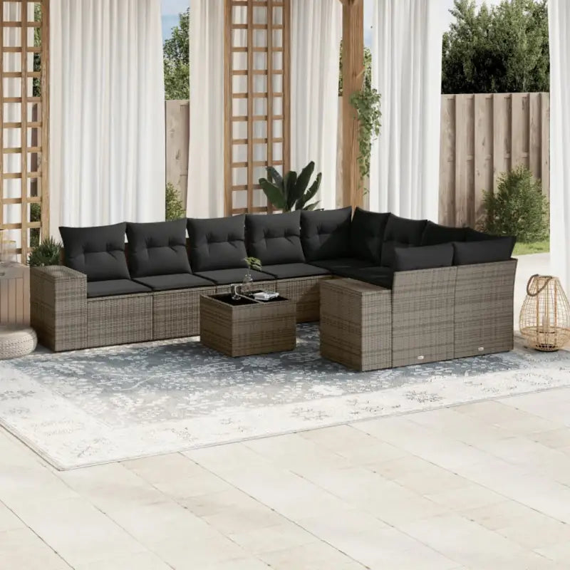 Zwart materiaal loungeset van gepoedercoat staal voor je tuin of terras - Grijs / Zonder tafel - Tuinsets