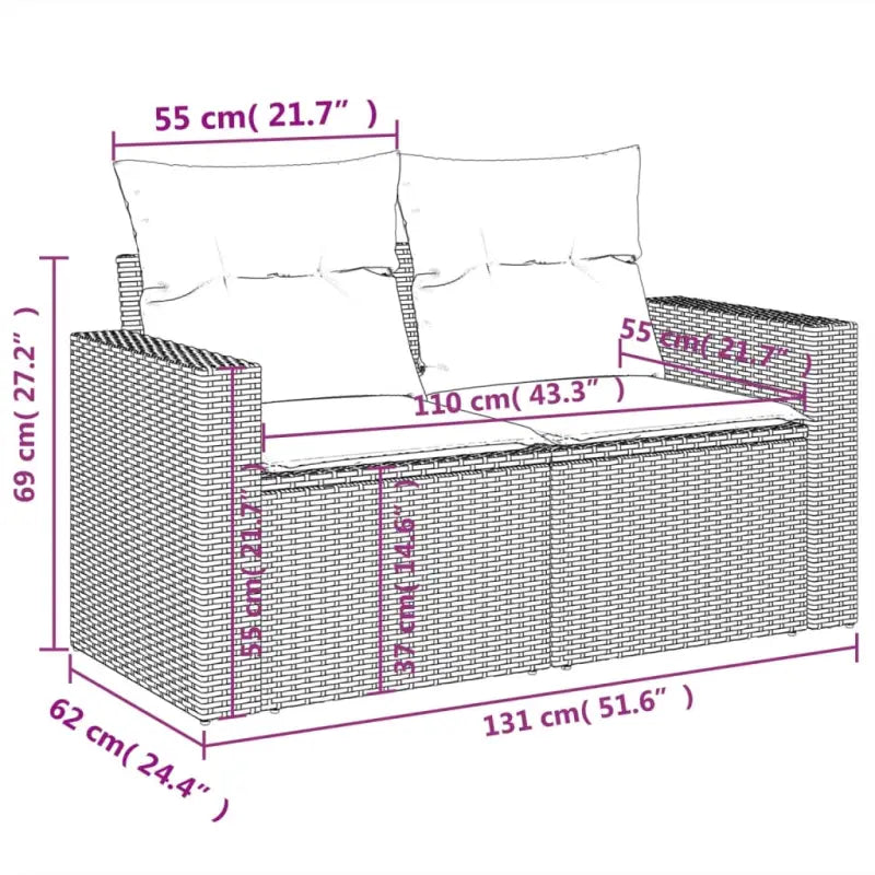 Zwart materiaal loungeset van gepoedercoat staal voor je tuin of terras - Tuinsets