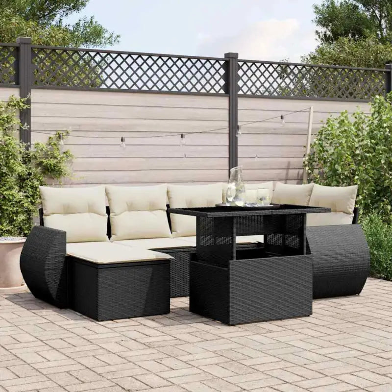 Zwart materiaal loungeset van gepoedercoat staal voor je tuin of terras - Zwart en crème / zonder opbergruimte
