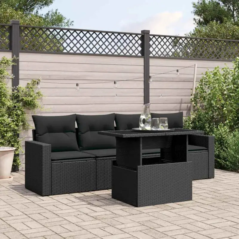 Zwart materiaal loungeset van gepoedercoat staal voor je tuin of terras - Zwart / zonder opbergruimte - Tuinsets