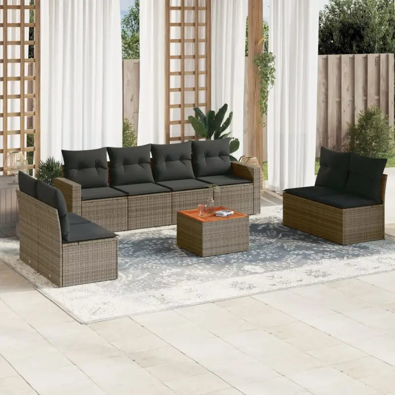 Zwart materiaal loungeset van gepoedercoat staal voor je tuin of terras - grijs en donkergrijs - Tuinsets